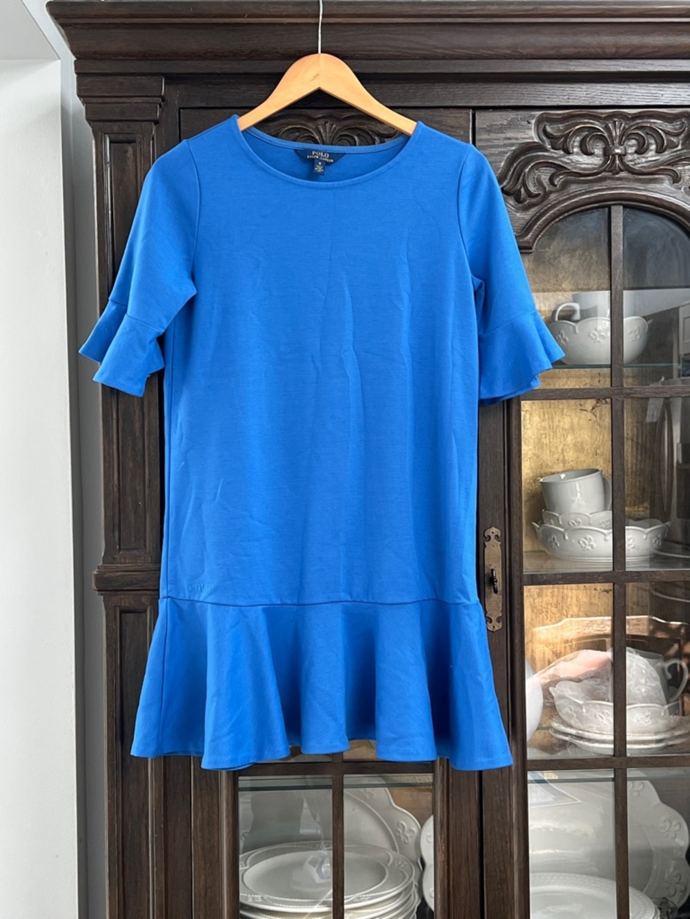 Polo by Ralph Lauren Girls Blue Ruffle Sleeve Dress